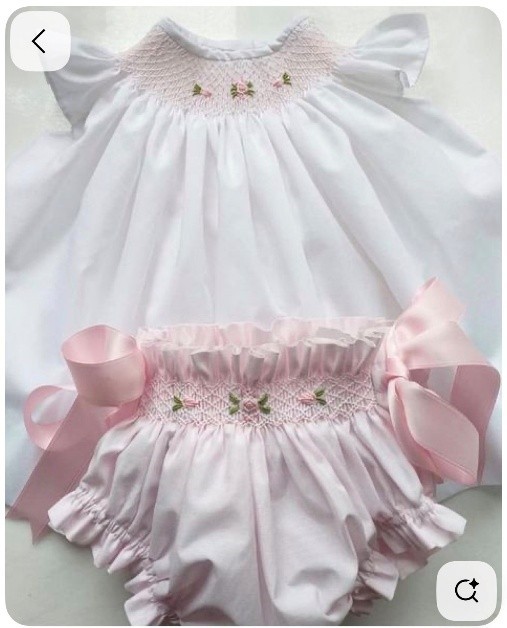 Newborn white Petal Bishop smocked Dress