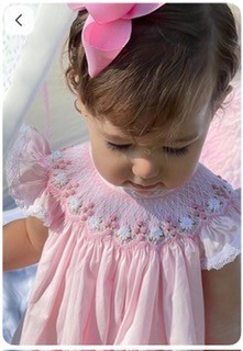 Newborn Pink Petal Bishop Smocked Dress