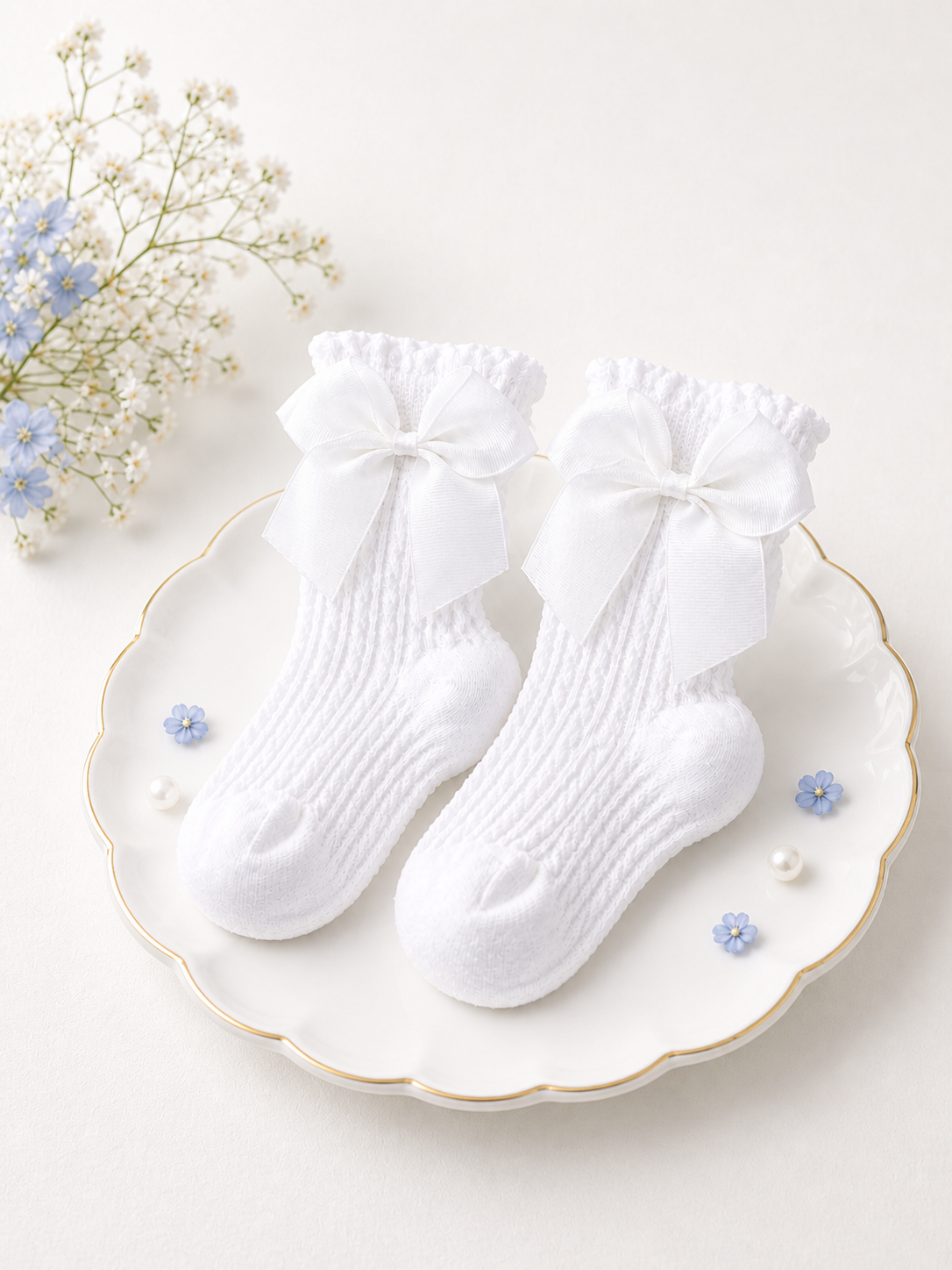 Tiny Feet Grace Bow Knit Socks