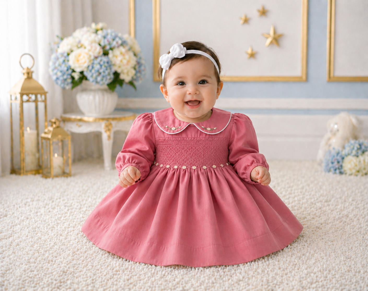 Blush Garden Smocked Girls Dress