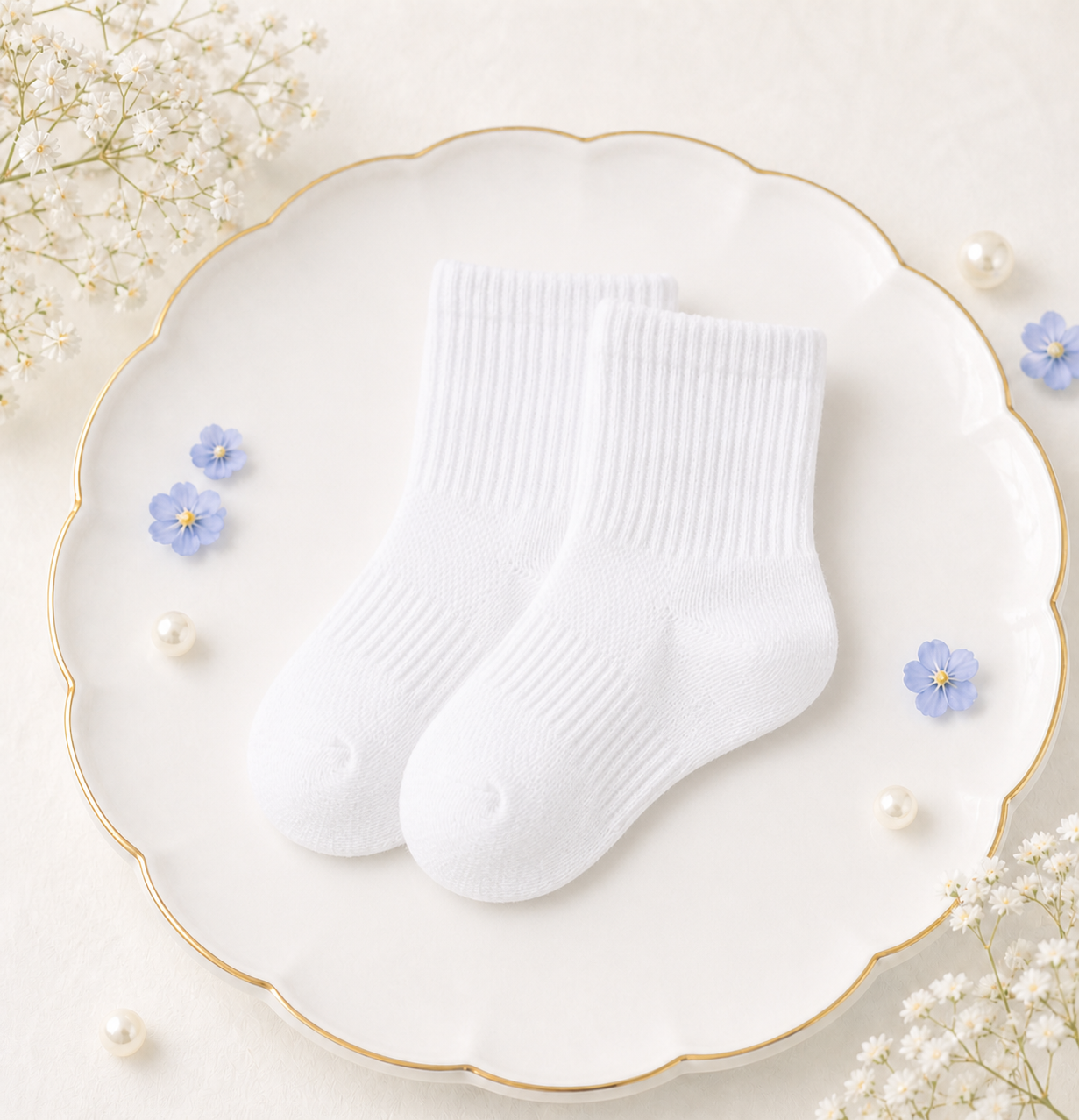  Tiny Feet white college  socks 