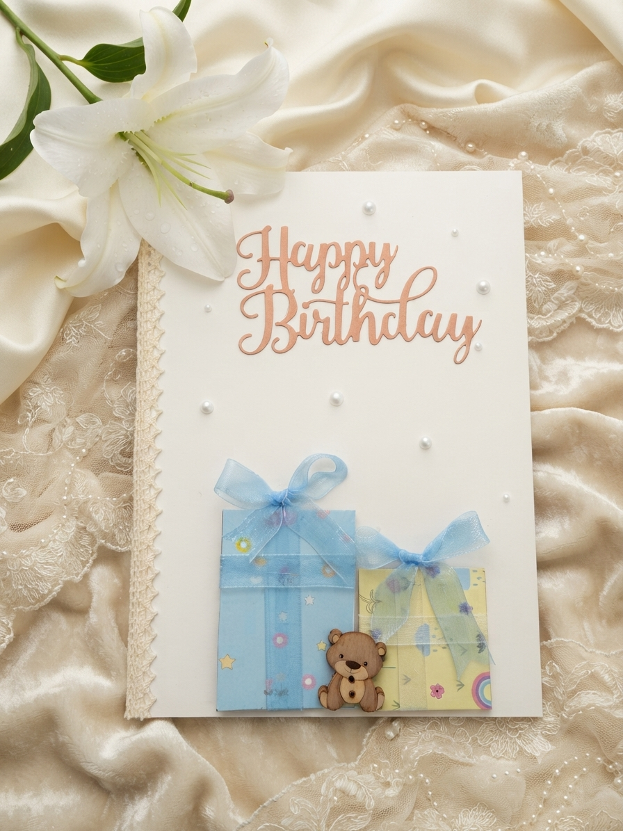 Happy Birthday Card Gift Box Blue