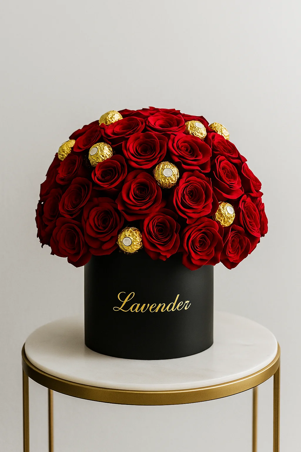 51 Red Roses with Ferrero Rocher 24 Pcs | Luxury Flower Basket UAE