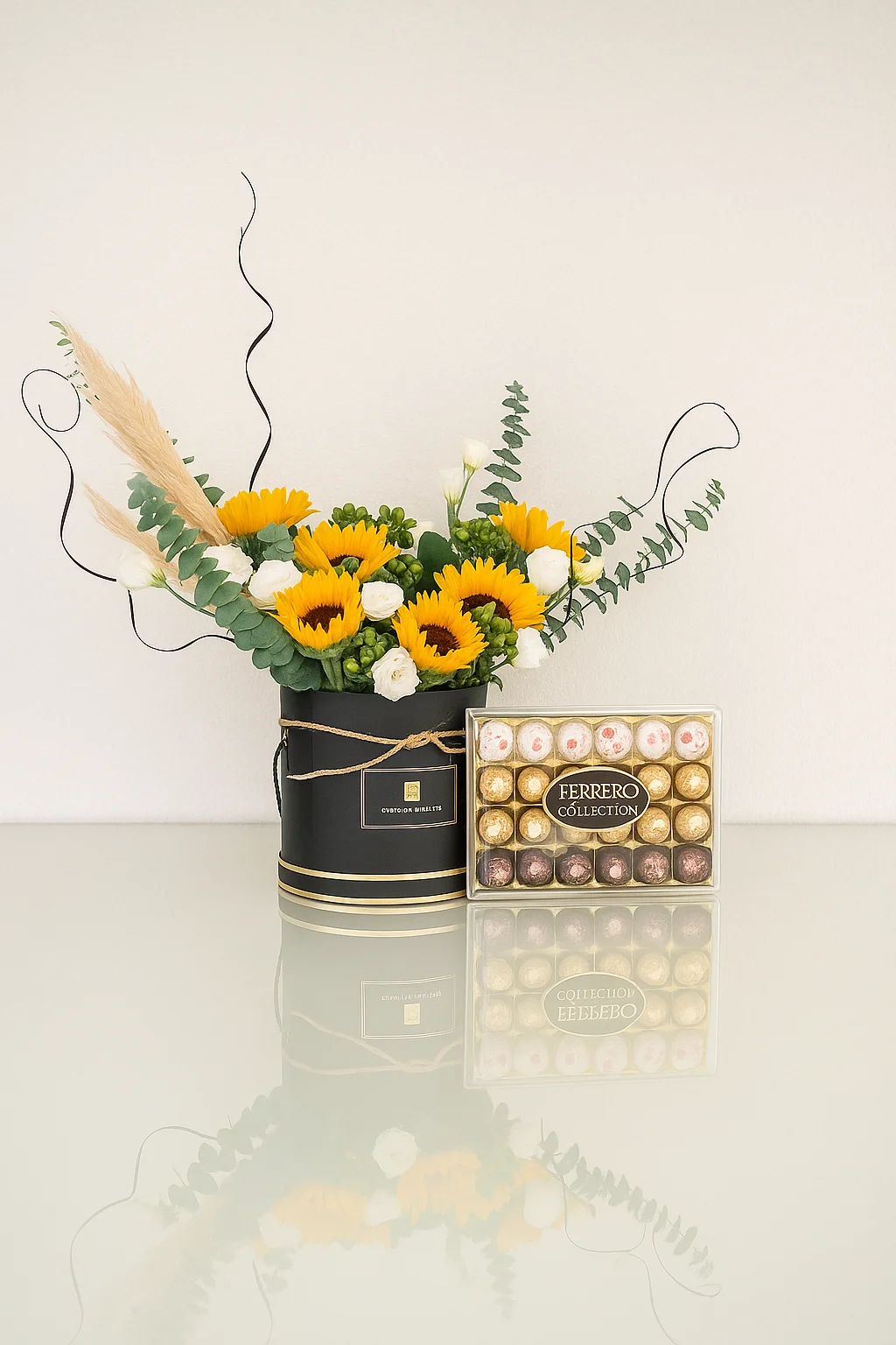 Sunflower & Ferrero Rocher Gift Combo | Flowers with Chocolates UAE