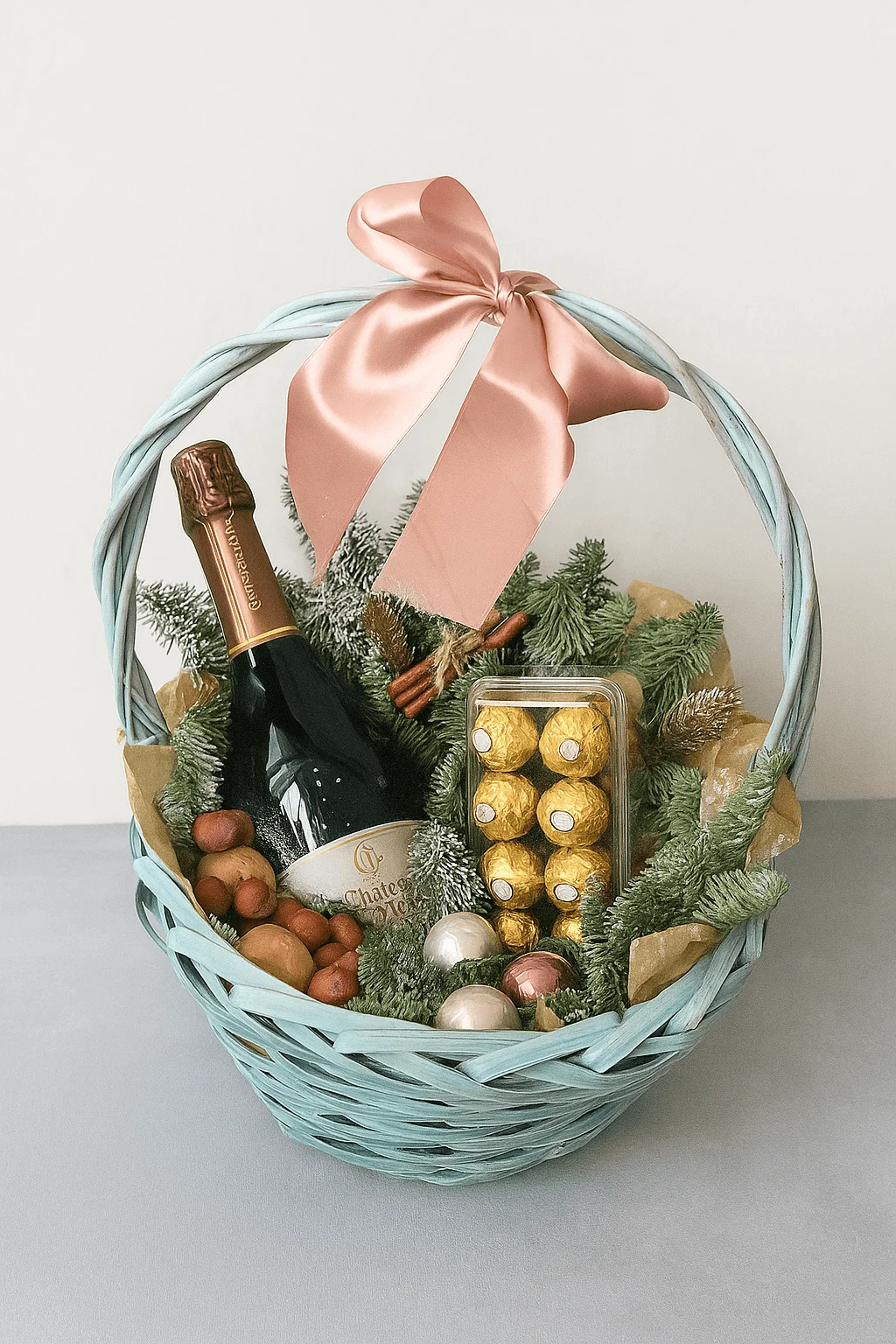 Elegant Champagne and Chocolate Gift Basket