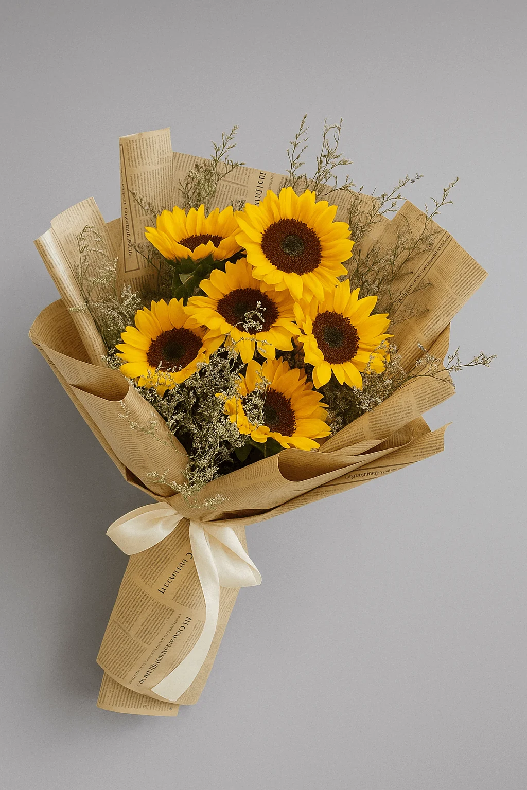 Sunny Bliss Sunflower Bouquet | Fresh Limonium & Sunflowers Arrangement