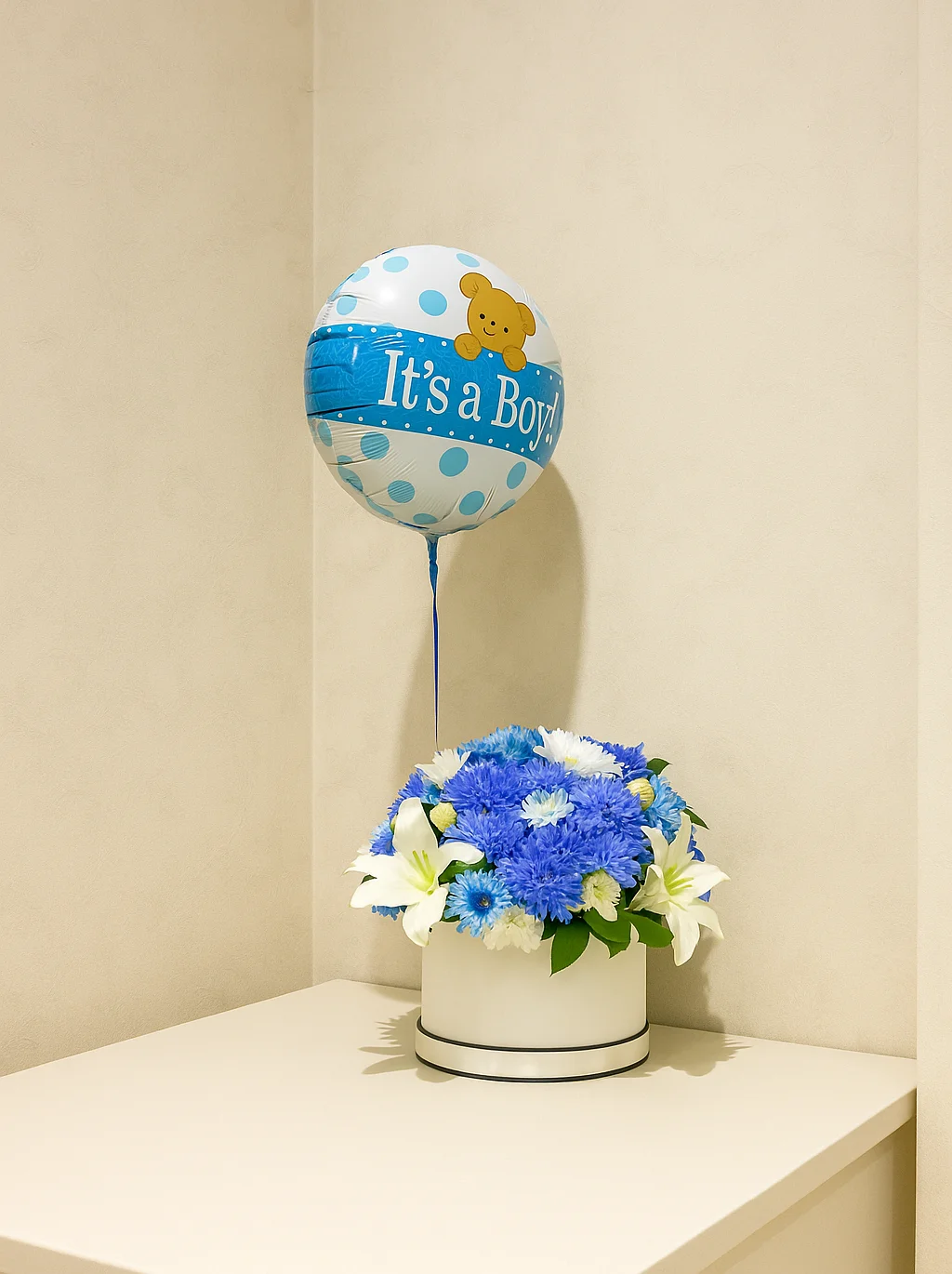 Baby Birth Flower Arrangement with Helium Balloon