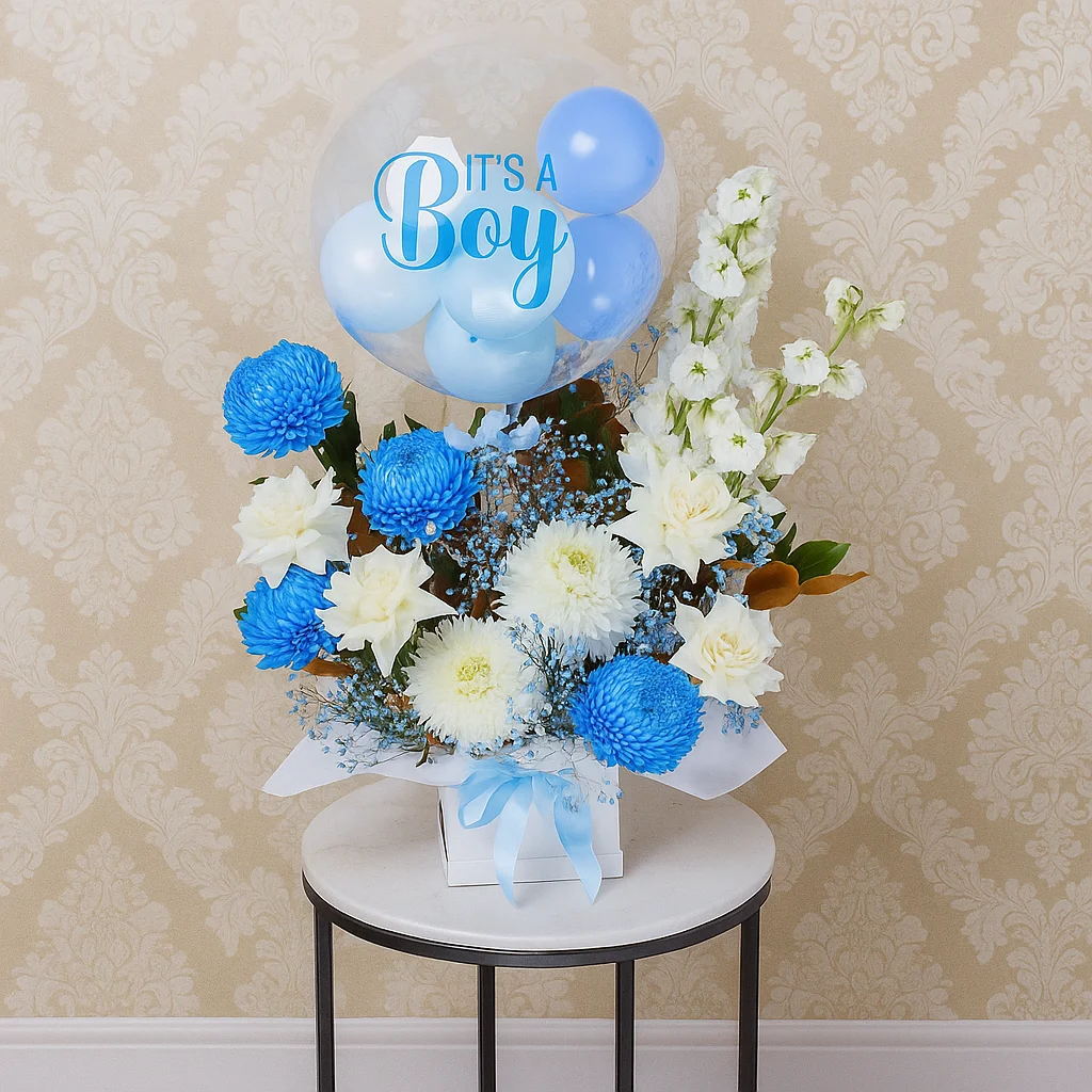 Baby Boy Flower Arrangement with Delphinium